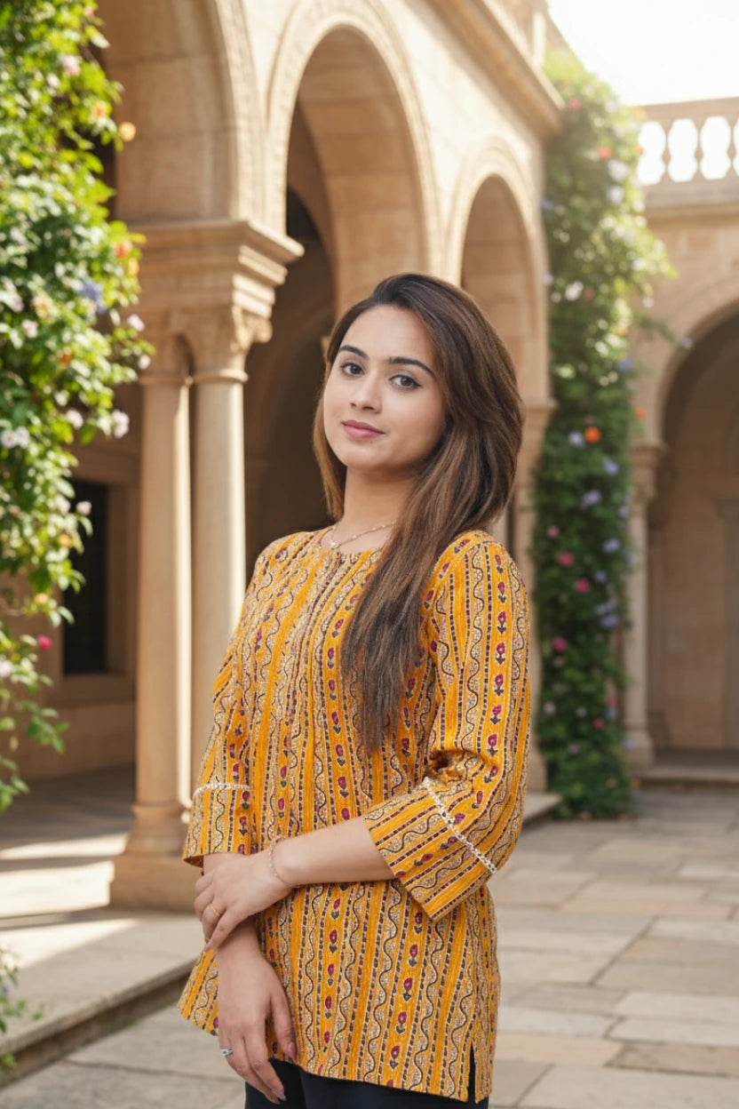 Indigo Printed Cotton Kurti.