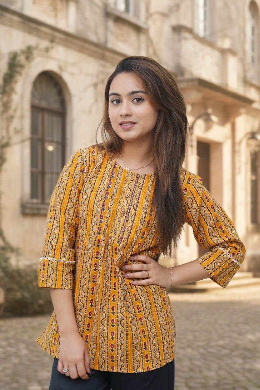 Indigo Printed Cotton Kurti.