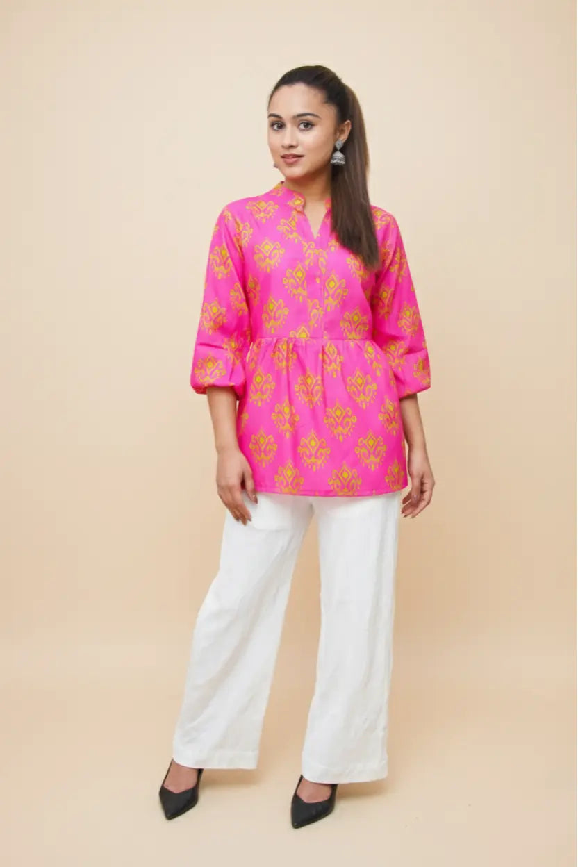 Indigo Printed Cotton Kurti – Elegant Everyday Wear